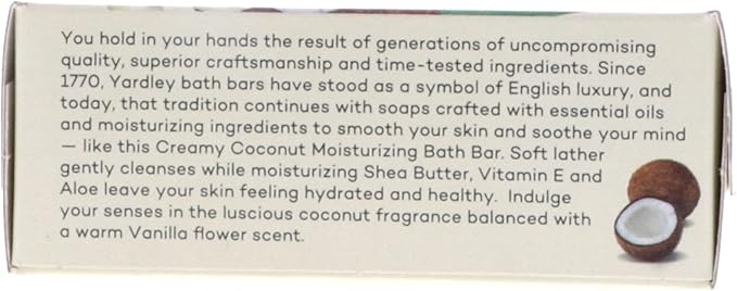 Yardley Creamy Coconut Bath Bar, 4.25 oz Pack of 8