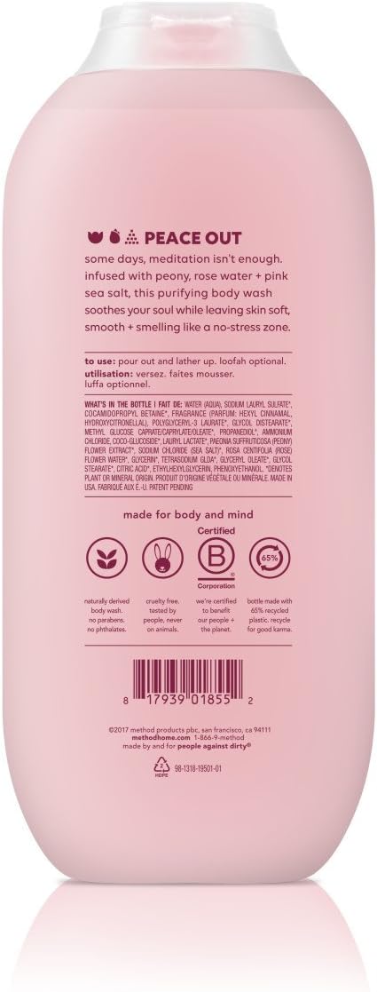 Method Body Wash, Pure Peace, Paraben and Phthalate Free, 18 oz (Pack of 6)