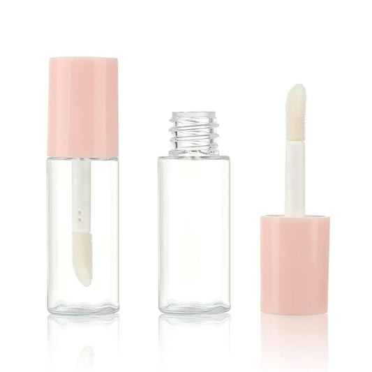 COSIDEA 50pcs 3ml mini lip gloss tubes Bulk Sample size Round Pink lipgloss cotainer pack bottles