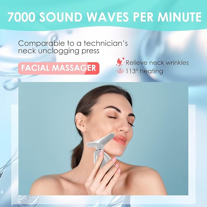 Red-Light-Therapy-for-Face and Neck with 7 Color, Facial Massager for Face and Neck, Face 𝖲 culpting Wand (Grey)