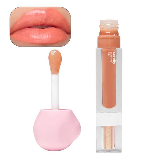 SARELLY CREATIVO LAB | Makeup Set Clear Lip Gloss + Shimmer and Shine | Beauty Vegan Skincare Make Up - Trending Lip Makeup | Peony Carajillo & Rose Quartz flakes