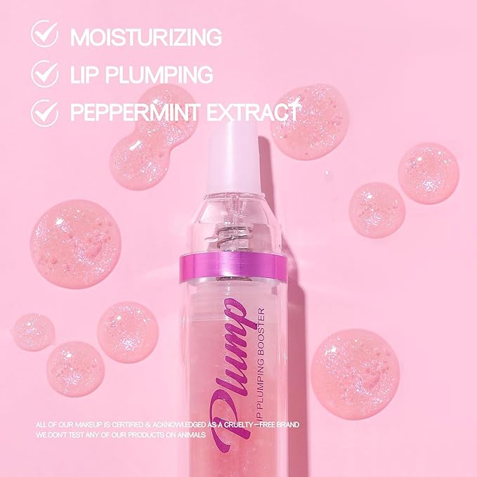 6 Colors Lip Plumper, Hydrating & Smooth Lip Wrinkles, Enhancing Plump Effect for Fuller Lips High Shine Lip Glaze Long Lasting Nourishing Lip Plumper for Women Girls (# 01)