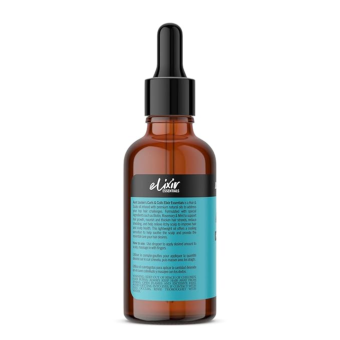 Aunt Jackie's Elixir Essentials Hair & Scalp Oil Enriched with Biotin, Rosemary & Mint, Nourishes, Thickens & Supports Hair Growth, 2 oz