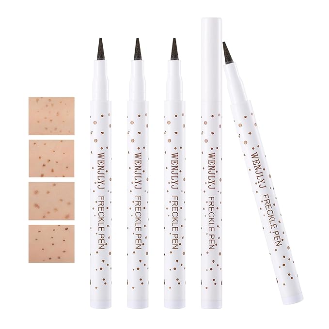 4 Colors Freckle Pen,Waterproof Freckle Makeup Pen,Lightweight Long Coffee,Chestnut,Dark Brown