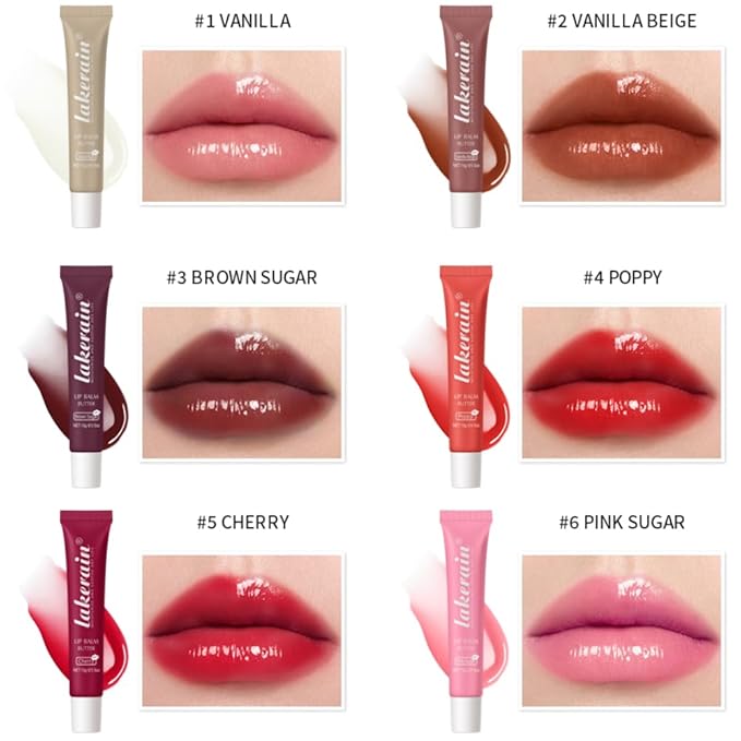 Tinted Lip Butter Balm - Tinted Moisture Gel Lip Gloss | Hydrating Glow Tinted Lip Care | Tinted Lip Stain (Pink sugar, 06)