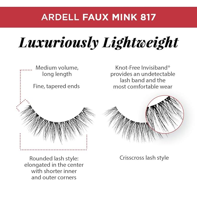 Ardell Faux Mink Lashes False Eyelashes 817 - Natural Look, Dramatic Volume, Comfortable Wear Strip Lashes, 4 Pairs x 2 Pack