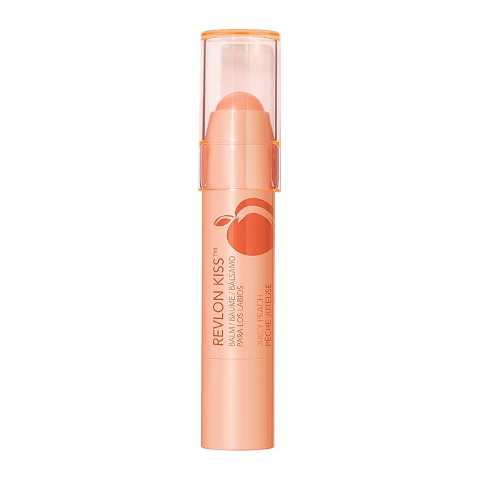 Revlon Kiss Tinted Lip Balm with SPF 20, Hydrating, Flavored, Infused with Natural Fruit Oils, 015 Juicy Peach, 0.09 oz
