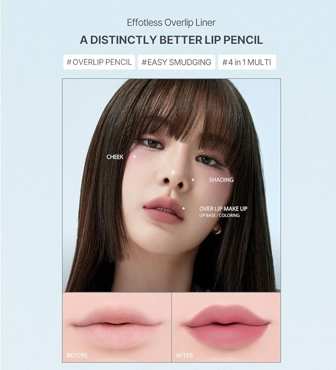 Heart Percent Dote On Mood Lip Pencil, Long-Lasting Creamy Lip Crayon Smooth Color Liner Retractable Lipstick Pencil 0.8g, 20. Salmon Beige