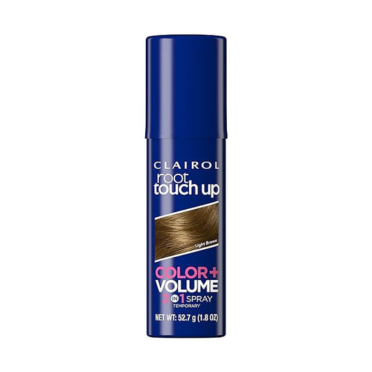 Clairol Root Touch-Up Color + Volume 2-in-1 Temporary Spray, Light Brown Hair Color, Pack of 1