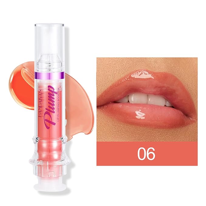 Erinde Lip Plumper Gloss, Natural Spicy Lip Plumping Booster Lip Plumping Oil, Ultra-Hydrating & Nourishing Plump Lip Plumper, Glossy Finish Fuller Lip Plumping Lip Gloss for Women Girls, 06#