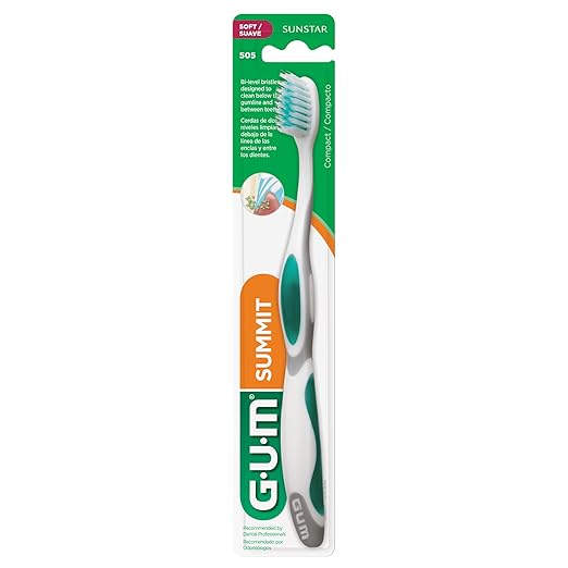 GUM Summit+ Soft Toothbrush, Ultra Fine Tapered Bristles for More Effective Plaque Removal, Extra Soft Toothbrushes for Adults, 12 Count