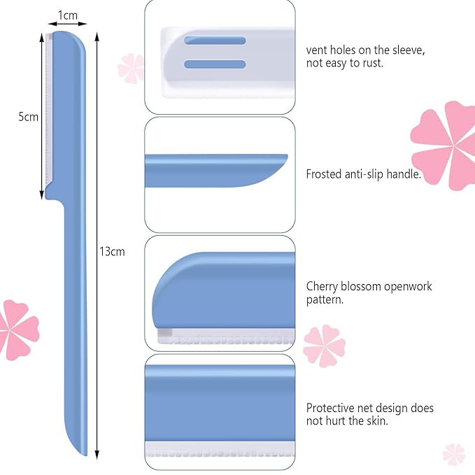 10 Pieces Eyebrow Razor for Women Facial Shaver Razor Brow Shaper Eyebrow Trimmer Dermaplaner Shaping Tool with Cover (Pink, Blue)