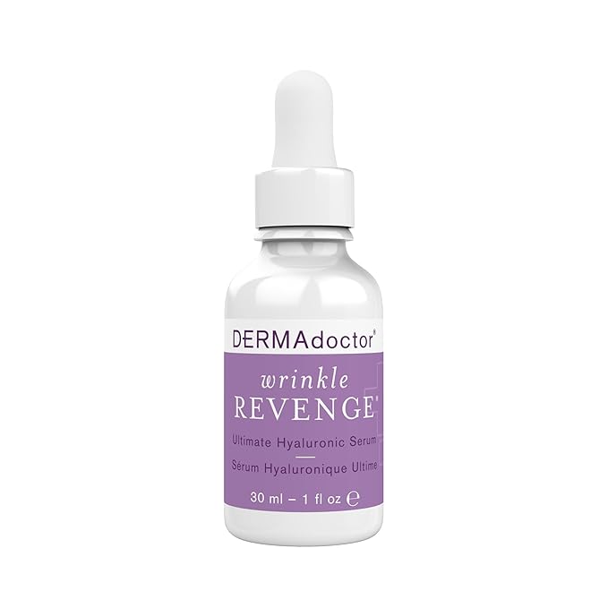 DERMAdoctor Wrinkle Revenge Dermatologist Formulated Anti Aging Hyaluronic Acid Serum for Face, Hydrating Serum, Wrinkle Filler & Hydrating Primer Fragrance Free - 1 fl oz