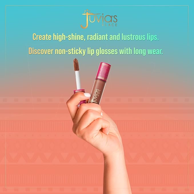 Juvia's Place Lip Gloss Reflect Caramel Rose, Warm Toned Soft Brown, Smooth and Creamy Long Lasting Non-Sticky Luscious High Shine Glow, 16 oz,