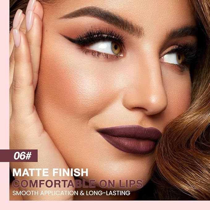 evpct Plum Matte Creamy Retractable Lip Liner Pencils for Shaping & Sculpting Lips, Lip Pencils for Women Long Lasting Waterproof Rich Lip Colors Liner Crayon Lipstick delineador de labios 06