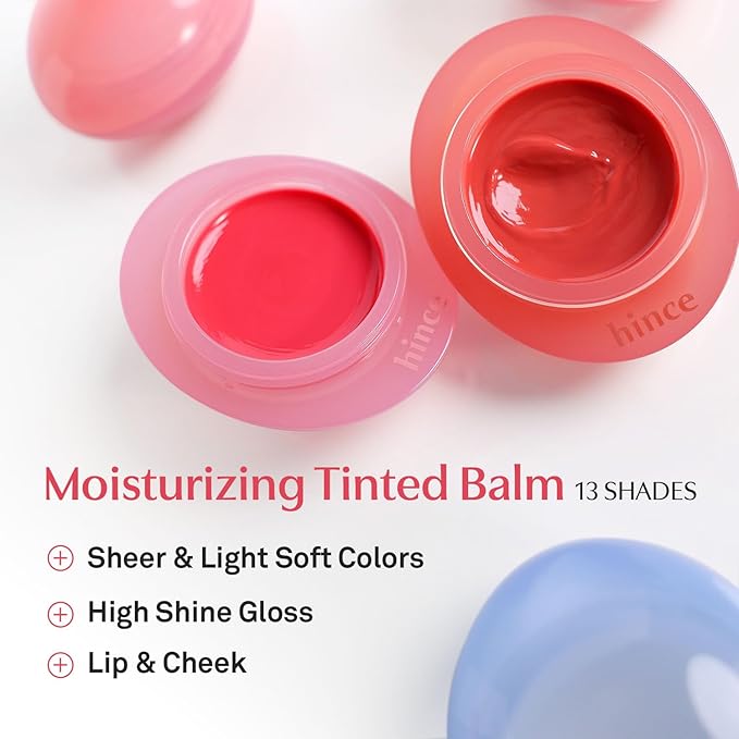 HINCE Raw Glow Dewy Ball - Tinted Lip Balm, Jelly Gloss Glow, Shine and Hydration, Lip & Blush Multiuse, Vegan, 0.12 oz. (13 colors) (SODA DEW)