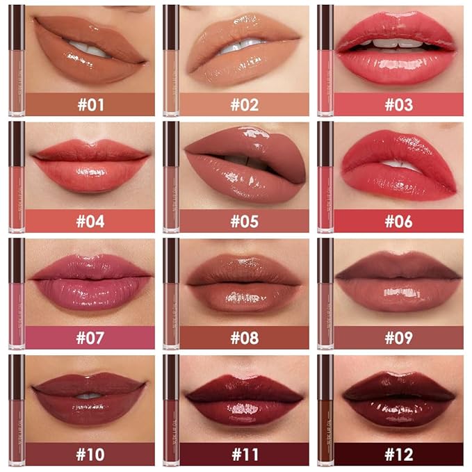 Hydrating Lip Glow Oil, Plumping Lip Oil, Tinted Lip Plumper Gloss,Younger-Looking Lips | Nourishing Long Lasting Non-Sticky Hydrating & Smoothing Lip Treatment Cruelty Free 06#