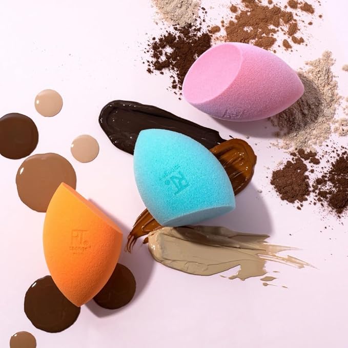 Real Techniques 6 Pack Assorted Makeup Blending Sponges, 3 Miracle Makeup Sponges, For Blending, Baking, And Setting, Use With Foundation & Powder, Dewy or Matte Finish, Cruelty-Free