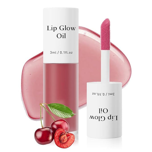 CAHIUYOA Cherry Lip Glow Oil Moisturizing Plumping Lip Gloss Lip Plumper Gloss Lip Oil Tinted Lip Balm Lip Care for Women - 04 Cherry