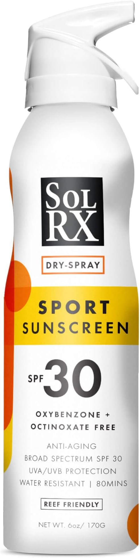 SolRX SPORT SPRAY SPF 30 Sunscreen Spray SPF30, Fragrance Free, Reef Safe Sunscreen, Broad Spectrum Sunscreen for Face and Body, Oxybenzone Free