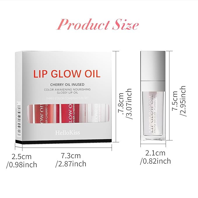 Glossy Lip Gloss Oil, 3 Pack No-Sticky Tinted Lip Oil Plumping Gloss for Dry Lip and Lip Care, Lip Clear Lipgloss Gift for Girls, Non-Sticky, Long Lasting Moisturizing