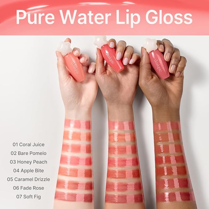dasique Pure Water Lip Gloss 0.09 oz | Variety of Colors | Dewy Gloss | Buildable Gloss Tesxture | Non-Sticky | K-beauty (#03 Honey Peach)