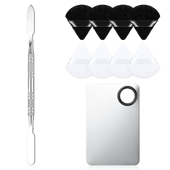 10-in-1 Makeup Spatula and Powder Puff Set