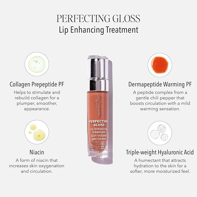 HydroPeptide Perfecting Gloss, Lip Enhancing Treatment, Long-Lasting Volume and Hydration, Sun-Kissed Bronze, 0.17 Ounce