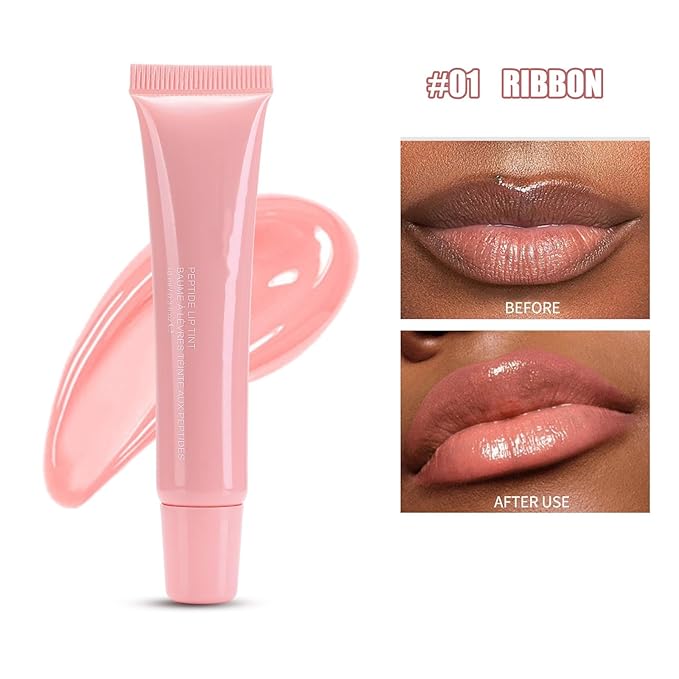 MAEPEOR Lip Glowy Balm 5 Colors Plumping Hydrating Lip Butter Balm and Nourishing Lip Care Lip Treatment Glossy Finish Non-sticky Tinted Lip Balm (01 Ribbon)