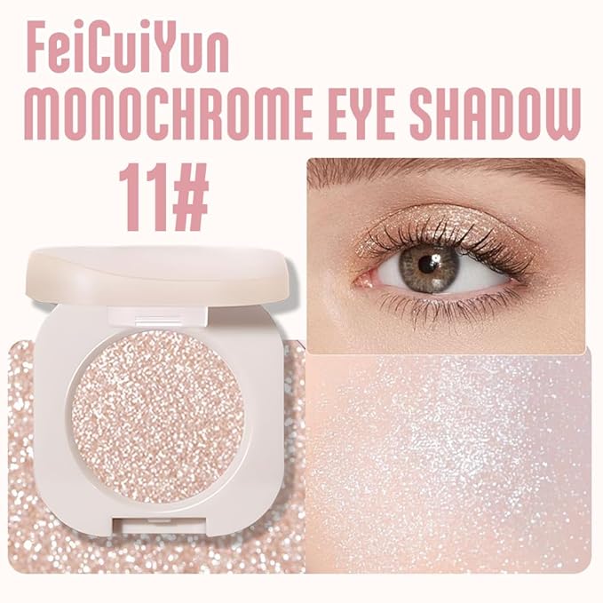 Glitter Shimmer Sparkle Eye Shadow Palette Makeup for Green Blue Eyes, Pearl White Silver Glitter Shimmer Metallic Holographic Multichrome Cream Iridescent Single Monochrome Eyeshadow Makeup
