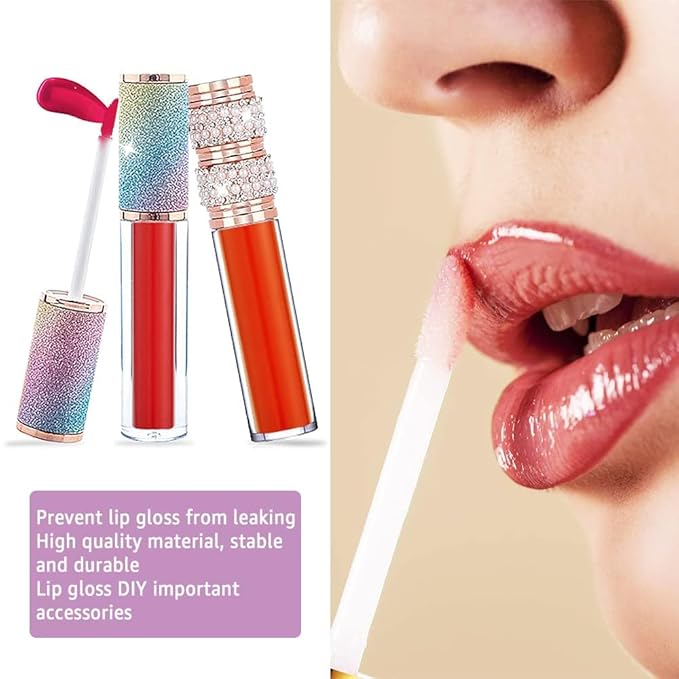 AMORIX 6pcs Lip Gloss Tubes with Wand 5ml Empty LipGloss Containers Rainbow Lipgloss Bottles Crystal Lip Gloss Supplies Kit with 2pcs Syringe