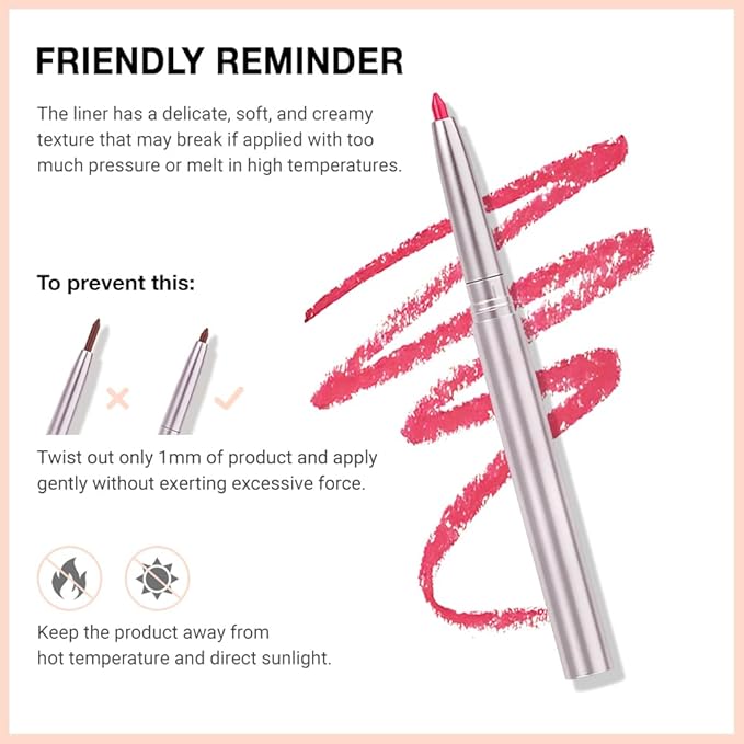 evpct Silky Lip Liner Pencil Retractable, Carmine Red Smooth Lip Liner Creamy Velvet Lipliner Long-Lasting for Korean Makeup Contouring Matte Lip High Pigmented Rich Colors Crayon Lipstick Pen 07