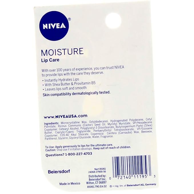 NIVEA A Kiss of Moisture Essential Lip Care 0.17 oz (Pack of 5)