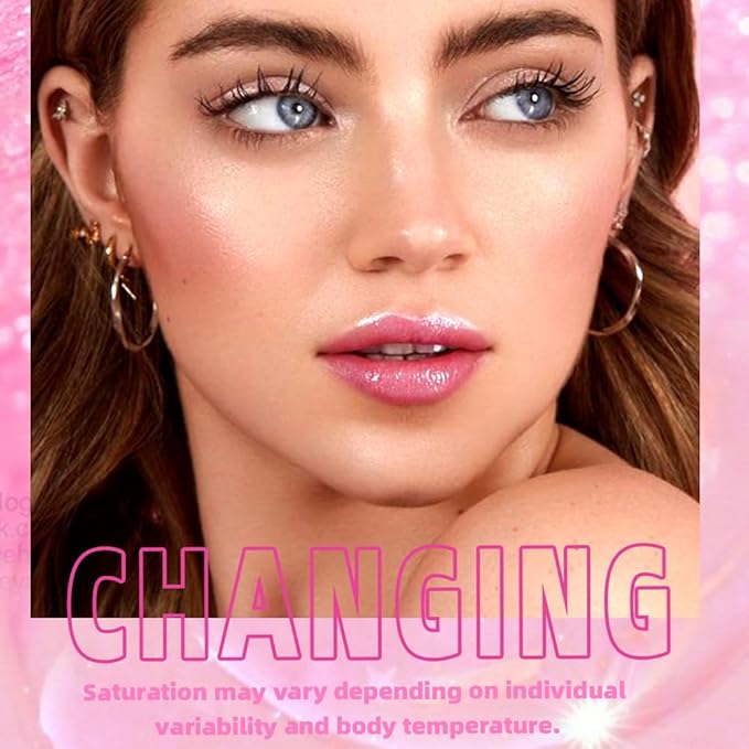 Magic Color Changing Lip Oil, PH Temperature Color Change Lip Glow Oil Plumping Lip Gloss with Big Brush, Non-sticky Moisturizing Lip Primer (2 packs)