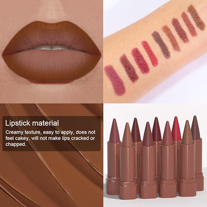 BINGBRUSH 2-in-1 Gradient Lip Liner & Lipstick Combo,2Pcs Matte Longwear Waterproof Lip Pencil with Cone Tip,Smudge Proof Crayon for Flawless Ombre Contour,Women's Long Lasting Makeup Set (01#&04)