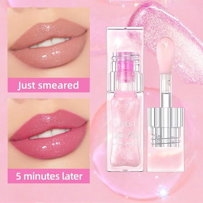 Hydrating Lip Gloss Transparent Lip Care,Magic Color Changing Moisturizing Lip Glow Oil Plumping Glimmer Glow Lipstick, Long Lasting Non-sticky Fresh Texture Lip Oil(Q2394-3#Change Color)