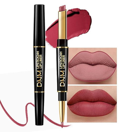 2-in-1 Mauve Red Lip Liner & Lipstick Set Kit for Women, Matte Lips Kit with Lip Liner Lip Stains Long Lasting Waterproof 24 Hour Lipstick and Lip Liners Combo Lipliners Pencil Set 13