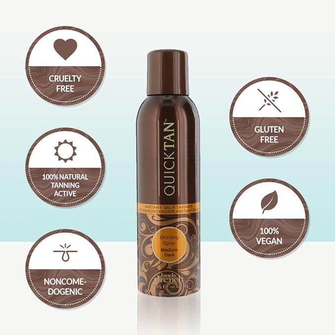 Body Drench QuickTan Instant Self Tanner Bronzing Spray, Salon-Quality Medium/Dark Tan, Streak-Free, Tinted Formula, 6 oz, 1-pack