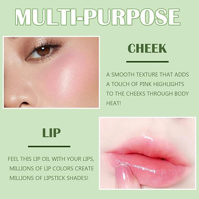 Hydrating Lip Glow Oil,6 Colors Plumping Lip Oil,Color Changing Moisturizing Tinted Lip Balm Lip Tint,Long Lasting&Non-Sticky Refreshing Natural Lip Oil Gloss（Pink Color）