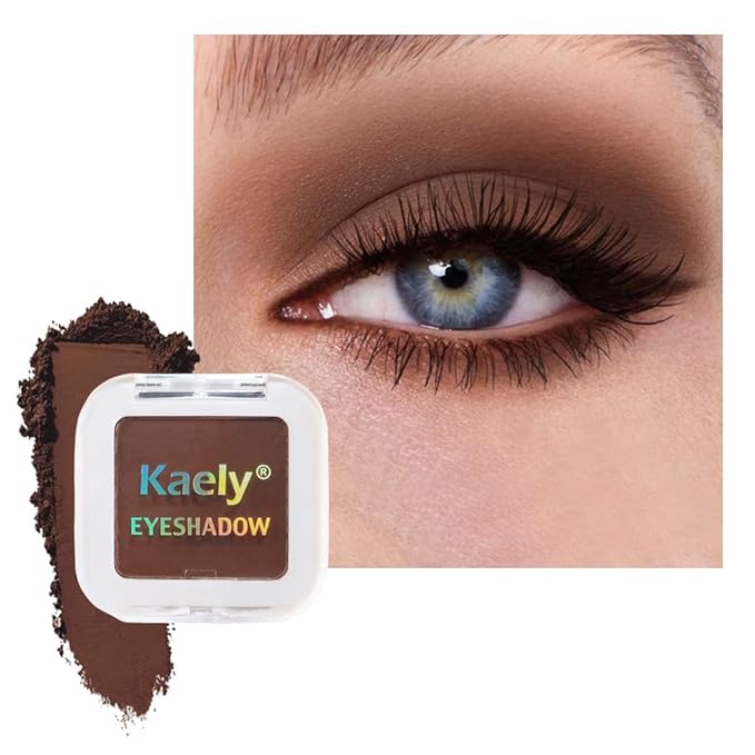 Kaely Pressed Single Eyeshadow Makeup, Coffee Matte Highly Pigmented Monochrome Eye Shadow Palette, Waterproof Neutral Powde Mini Eyeshadow, sombras para ojos, Lightweight Blendable, 09