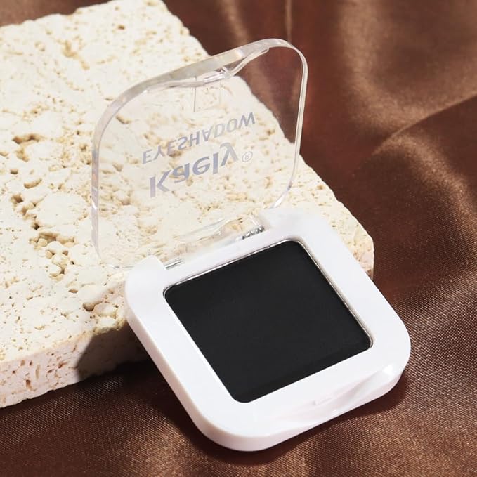 Kaely Pressed Single Eyeshadow Makeup, Deep Black Matte Highly Pigmented Monochrome Eye Shadow Palette, Waterproof Neutral Powde Mini Eyeshadow, sombras para ojos, Lightweight Blendable, 04