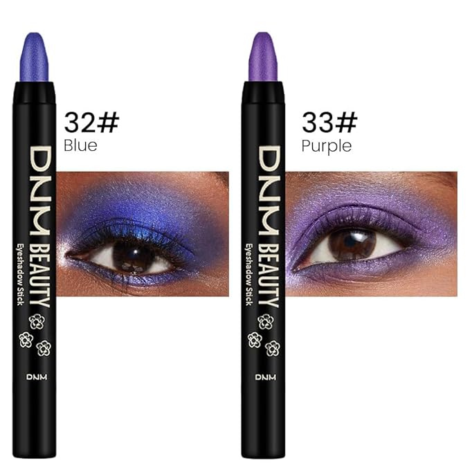 evpct 2Pcs Cream Eyeshadow Sticks Set for Eyes Waterproof, Blue Shimmer & Purple Shimmer Matte Eye shadow Stick Pencil Pen Bulk sombras en crema para ojos 32+33