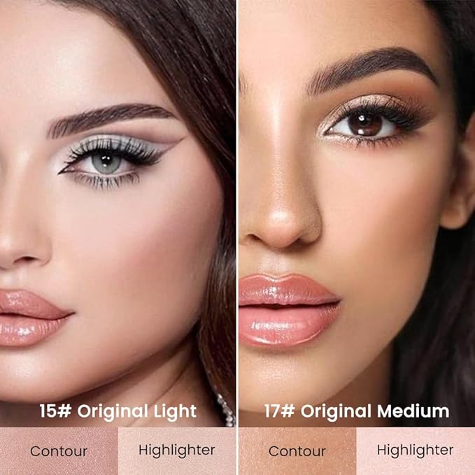 Kaely 2Pcs Cream Bronzer Highlighter Stick,Face Shaping Contouring Shades Makeup,15+17