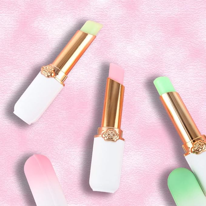 evpct 3Pcs Aloe Vera Avocado Peach Tinted Lip Balms Tint Stain Lipstick for Women PH Color Changing Lipstick Balm Stain Gift Set Queen Girls Korean Mood Long Lasting Color Change Light Pink Lipstick