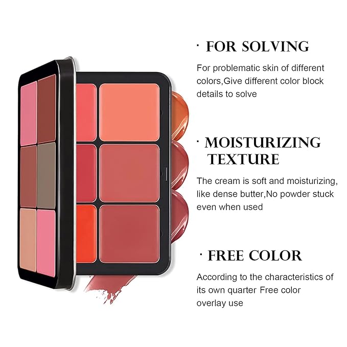 12 Colors Blush Palette,Highlighter Blush Powder Makeup,Long-Wearing,Smudge Proof,Natural-Looking,Blendable Cosmetics Makeup