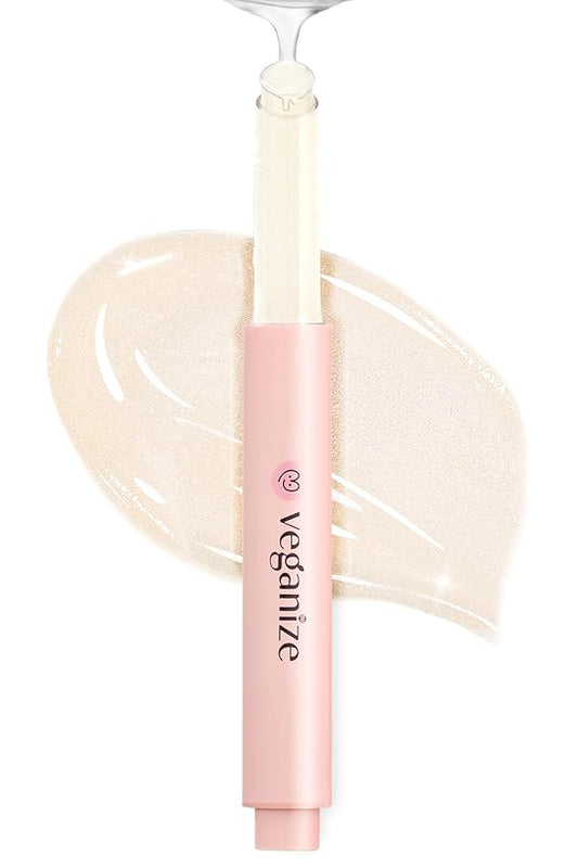 self beauty Veganize Collagen Lip Glass Balm - Hydrating Lip w/Hyaluronic Acid - Vegan Korean Lip Balm Moisturizing Lip Care – Lip Gloss Repair for Dry Cracked Lips 0.06 oz (#10 Champagne Gold)