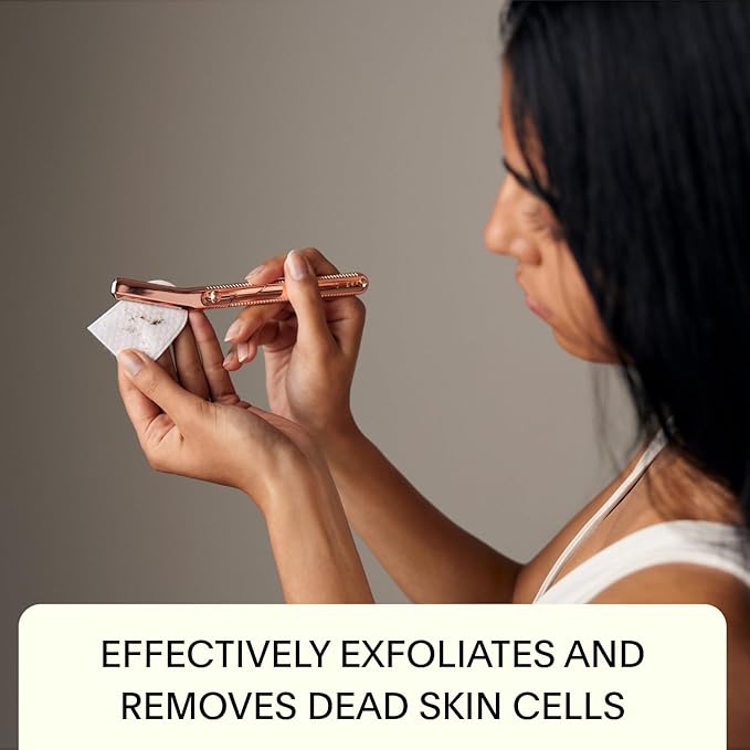 The Leaf Dermaplaner Kit, Fig - Plastic-Free Facial Razor and Exfoliating Tool Set; Includes 1x Dermaplaner, 1x Stand, 10x Refills