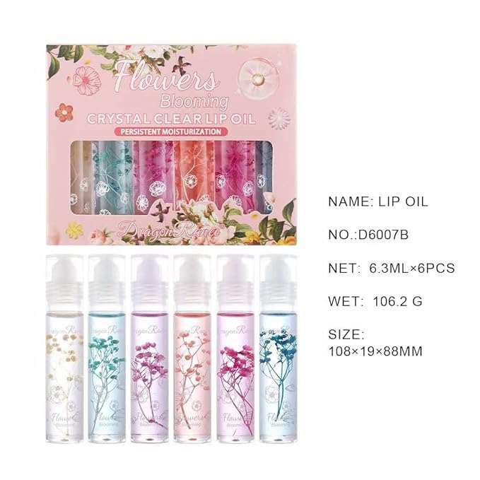 Petansy Flower Jelly Lip Oil Set 6 Packs Long