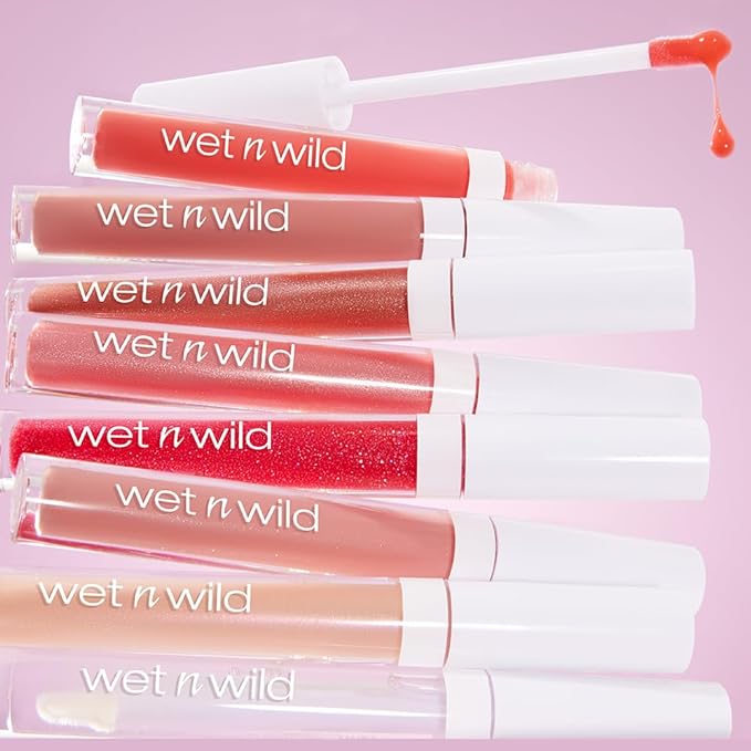 wet n wild MegaSlicks Lip Gloss, Ultra-Glossy, Vitamin-E Enriched, Ultra-Gloss High Shine Moisturizing, Cruelty-Free & Vegan - Champagne Please