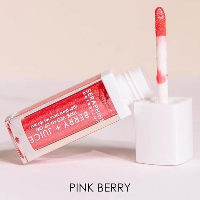 Seraphine Botanicals Berry + Juice - 100% Vegan Lip Gel Tinted Gloss 0.20 fl oz (Pink Berry)